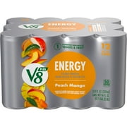V8 +Energy Peach Mango Juice Energy Drink, 8 fl oz Can, 12 Count