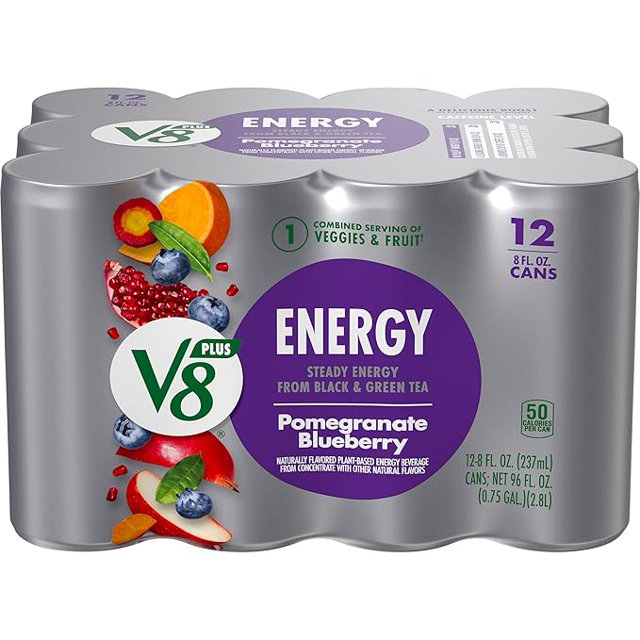 V8 +Energy Pomegranate Blueberry Juice Energy Drink, 8 fl oz Can (12