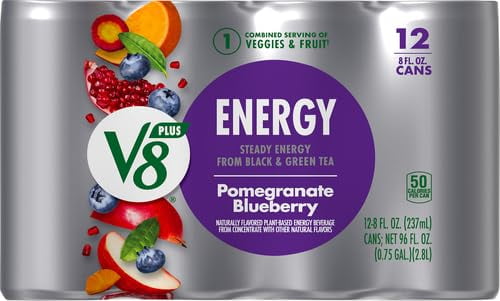 V8 +Energy Pomegranate Blueberry Juice Energy Drink, 8 fl oz Can