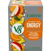 V8 +Energy Sparkling Orange Pineapple Juice Energy Drink, 11.5 fl oz Can, 4 Count