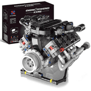V8 Engine Building Blocks Sets, V8 Engine Model Kit That Runs, MOC Scale Model Kit with Battery and Motor, Build Your Own MOC Mini V8 Engine Model Toy, Construction Toys Gifts for Men Friends Couple