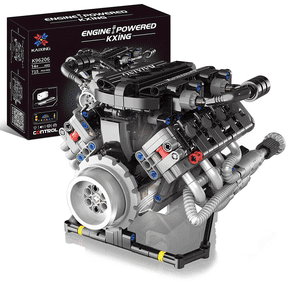 V8 Engine Building Blocks Sets, V8 Engine Model Kit That Runs, MOC Scale Model Kit with Battery and Motor, Build Your Own MOC Mini V8 Engine Model Toy, Construction Toys Gifts for Men Friends Couple