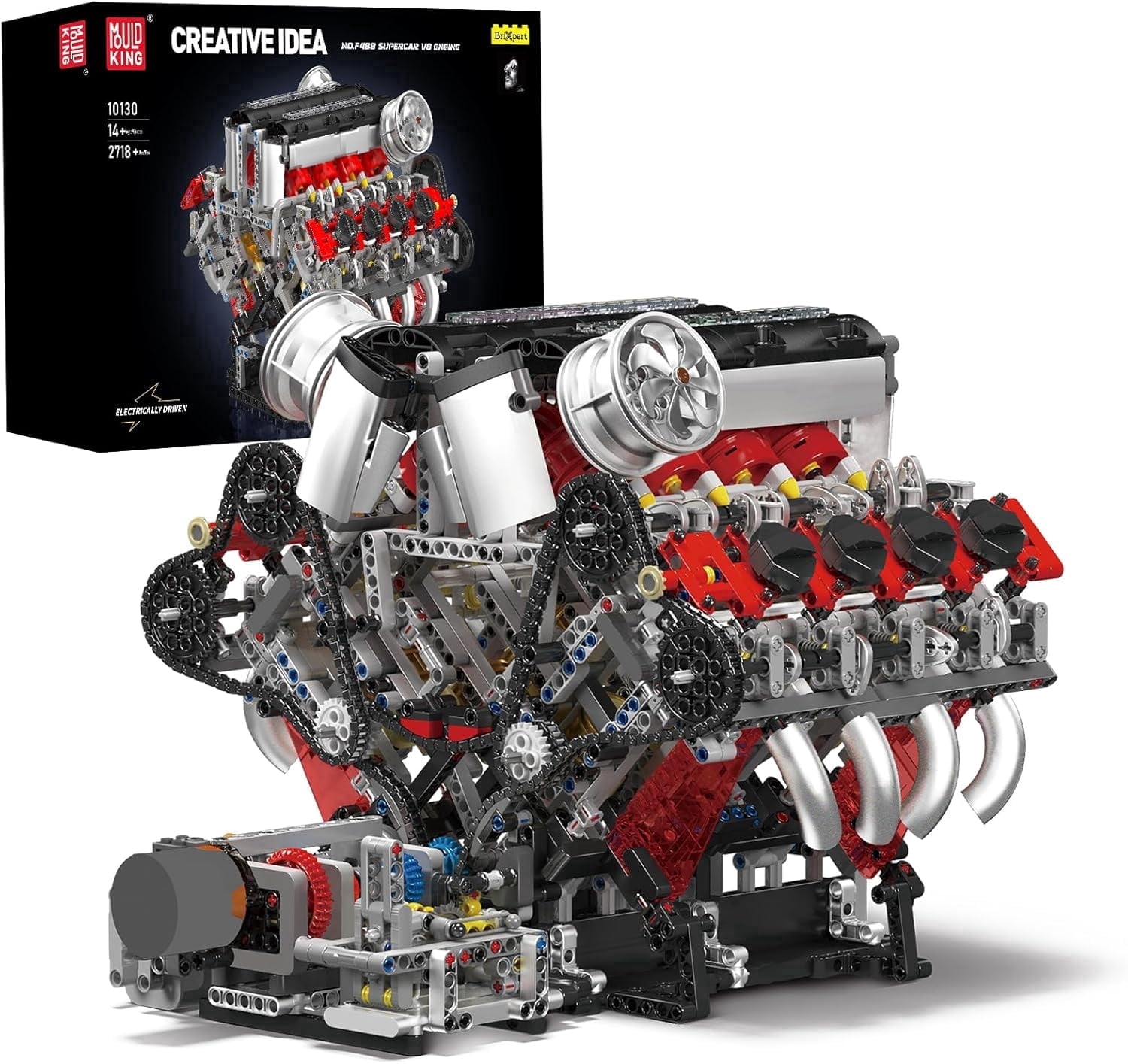 V8 Engine Building Blocks Sets, V8 Engine Model Kit That Runs, MOC Engineering Model Building Kit with Battery and Motor, 2718 PCS Building Blocks