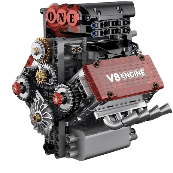 V8 Engine Building Blocks, Working Mechanical Engine Display Model, Creative Birthday Gift, Home Office Table Centerpiece