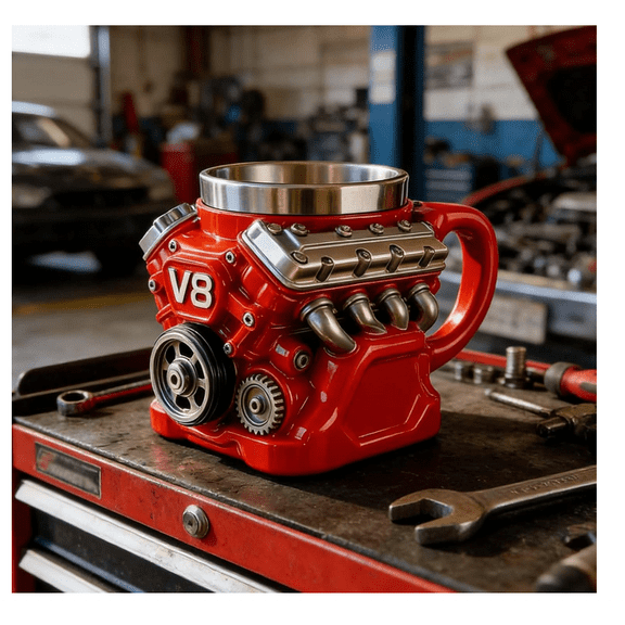 V8 Engine Coffee Mug,Retro Engine Coffee Mug,Personalized Double Wall Insulation Car Mugs with Handle,Perfect for Father's Day,Easter, Husband,Mechanic,Car Enthusiast