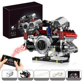 V8 Engine Kit That Work, Visible Car Engine Model Kit with Motor and Lights, Build Your Own Car Engine Kit with App Control Kit, STEM Project for Kids Adults 14+