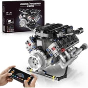 V8 Engine Kit That Work, Visible Car Engine Model Kit with Motor and Lights, Build Your Own Car Engine Kit with App Control Kit, STEM Project for Kids Adults 14+