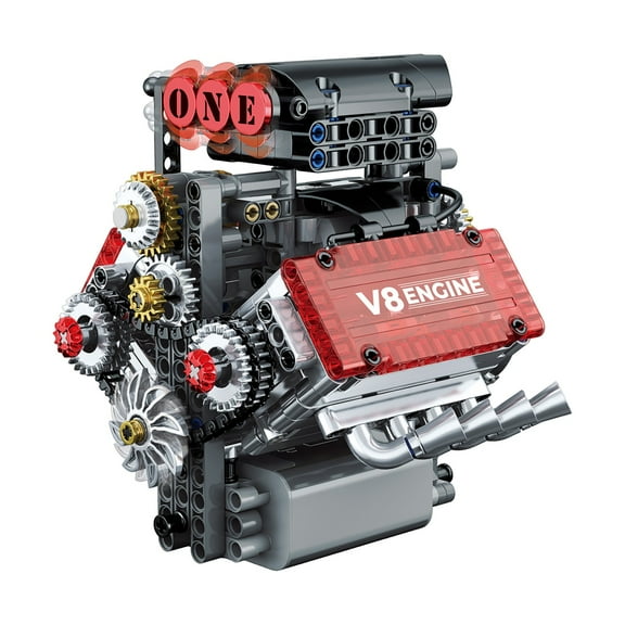 V8 Engine Model Building Kit Mechanical V8 Engine Building Blocks Set Simulated Mini Engine Model for Hobbyists Desk Decoration Christmas Birthday Gift 1 Pack