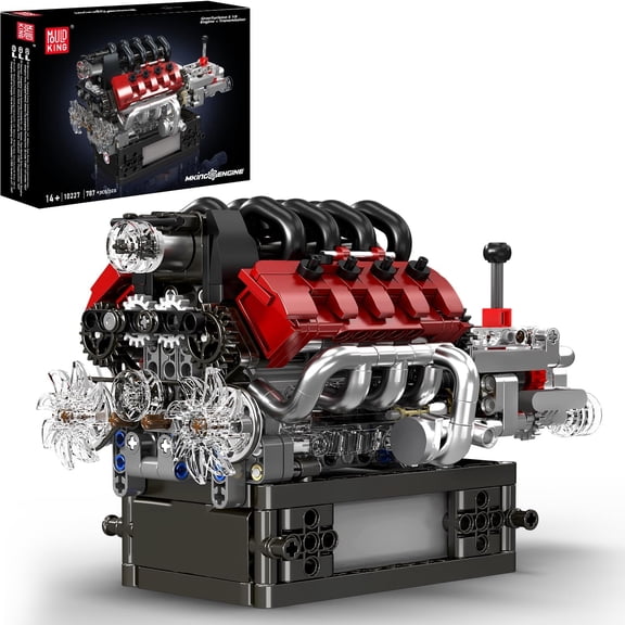 V8 Engine Model Kit, 787 Pcs Mini V8 Engine Kits that Runs, Build Your Own Car Model Engine with Gearshift & Motor, Building Blocks, DIY Construction Engineering Toy