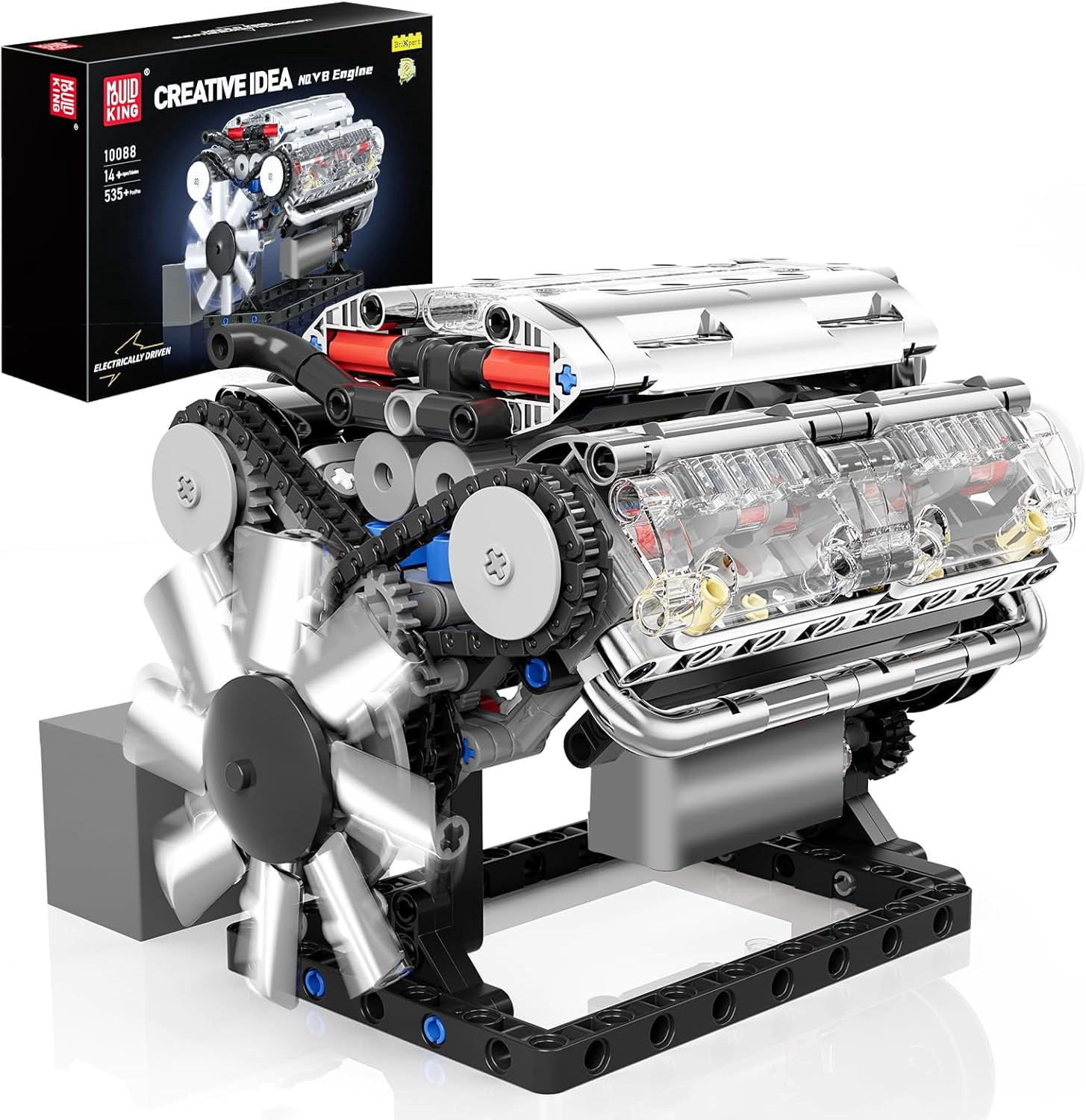 V8 Engine Model Kit Build Your Own STEM Mini V8 Model Engine Building Blocks Sets that Works , 535Pcs