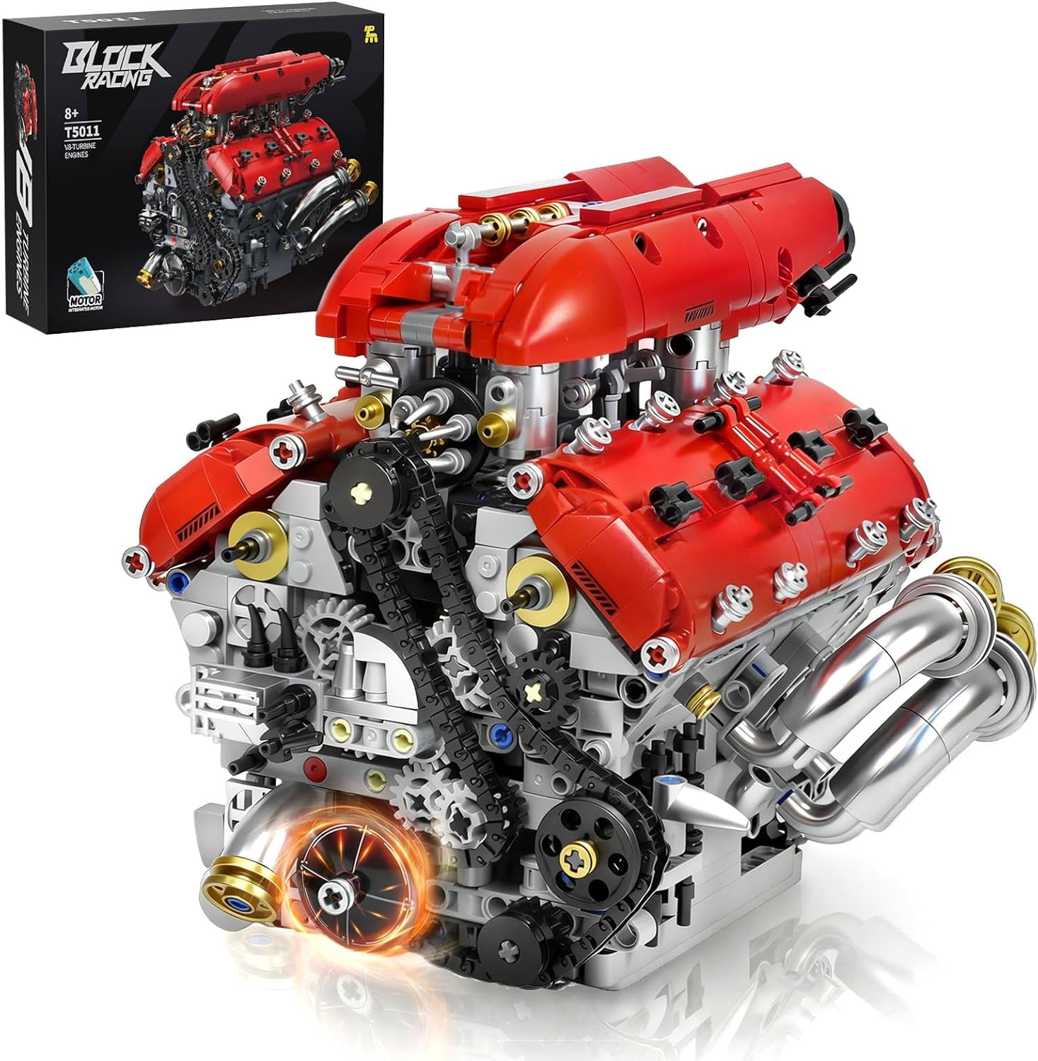 V8 Engine Model Kit, Build Your Own Visible Car Motor, Advanced STEM Mechanical Building Block Set for Adults, Collectible Engine Model for Display