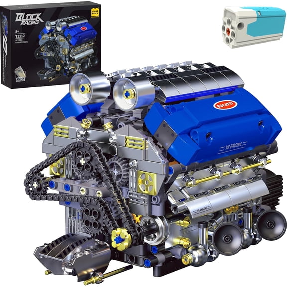 V8 Engine Model Kit that Runs, Motorized Engine Building Set for Adults, Working Visible Engine with Chain & Cylinder Linkage, STEM Mechanical Building Toy Gift for Car Enthusiasts