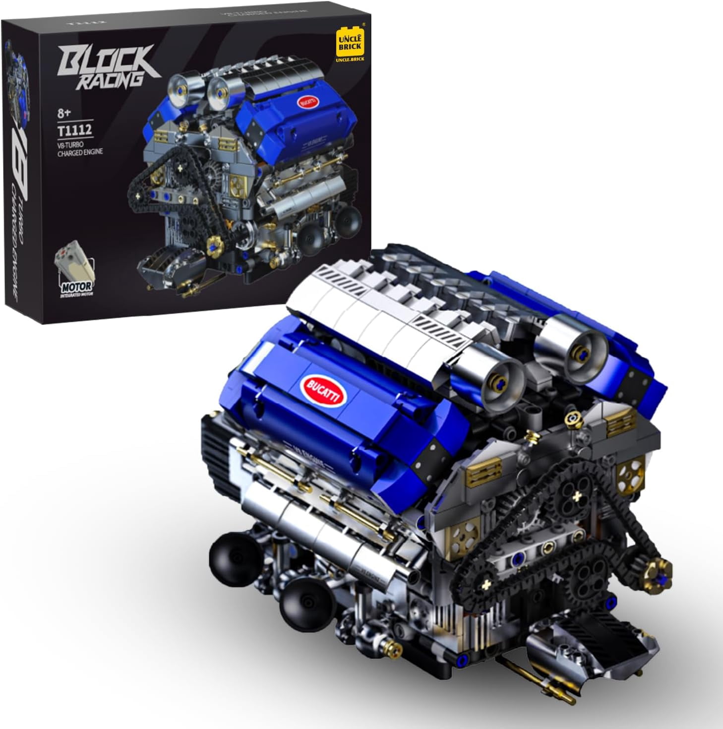 V8 Engine Model Kit That Runs, Motorized Engine Building Set for Adults, Working Visible Engine with Chain & Cylinder Linkage, STEM Mechanical Building Toy