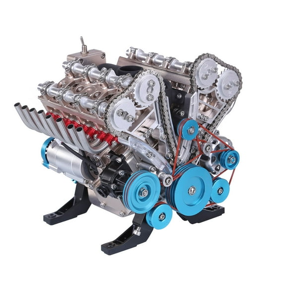 V8 Engine Model Kit that Works for Adults, 1:3 Scale Metal Mechanical Simulation Engine DIY Assembly Model Kit for Physics Science Experiment, Gift for Adults (500+PCS)