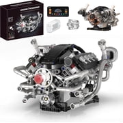 V8 Engine Model Kits that Runs - 770+Pcs, Build Your Own MOC Mini V8 Building Engine,Compatible with Lego Car Set,STEM Toy with APP Control & Motor,Mechanical Engineering Set for Adults