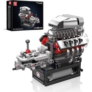 V8 Engine Model kit That Runs- Build Your Own STEM V8 Model Engine with Transmission, 8-Cylinder Car Engine kit Building Engineering Toys for Collections 855+PCS