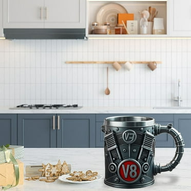 V8 Engine Mug – 3D Resin Design Unique Buck Mug for Car & Motorcycle Lovers, Creative Coffee Cup Gift for Men, Racing Enthusiast Present, Durable & Stylish Office Buddy