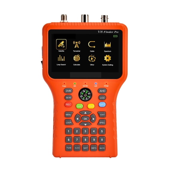 V8 FINDER PRO Satellite Signal Finder Meter DVB-S2/T2/C Combo HD Digital Satfinder H.265 HEVC MPEG-4 Terrestrial Signal ,Speaker Integrated