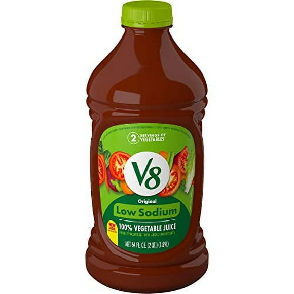 V8 Low Sodium Original 100% Vegetable Juice, 64 fl oz Bottle