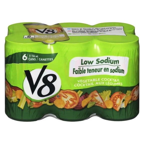 V8 Low Sodium Vegetable Cocktail Juice - 6x156ml/5.5 oz