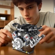 V8 Mini Engine Model Kit That Runs Building Sets with Motor, 8-Cylinder Model Technic with Motor, Car Mechanic Engineering Collectible