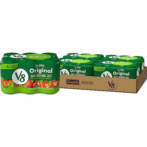 V8 Original 100% Vegetable Juice, 11.5 fl oz Can (24 Cans in 4 Cases ...