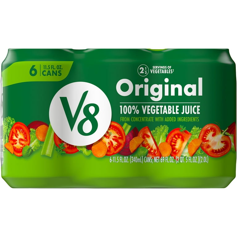 V8 Original 100% Veggie Tomato Drink, 11.5 fl oz Can, 6 Pack