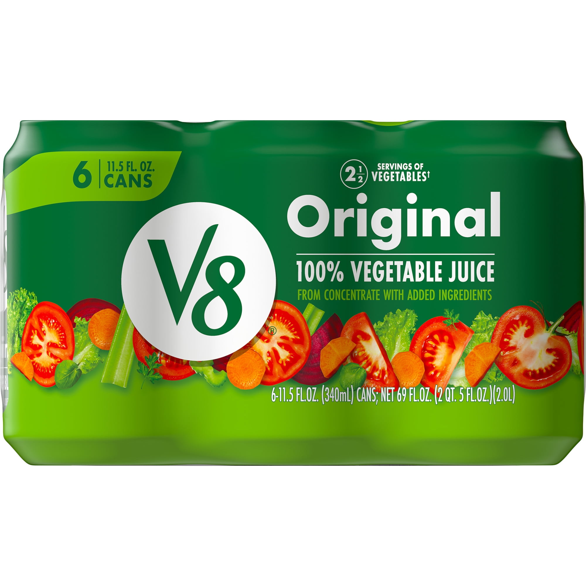 V8 Original 100 Vegetable Juice, 11.5 fl oz Can (Pack of 6)