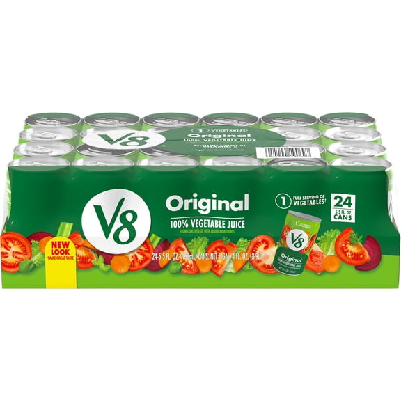 V8 Original 100% Vegetable Juice, 5.5 FL oz Can (Pack of 24)