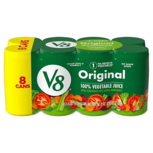 V8 Original 100% Vegetable Juice, 5.5 fl oz, 8 count( pack of 1 )