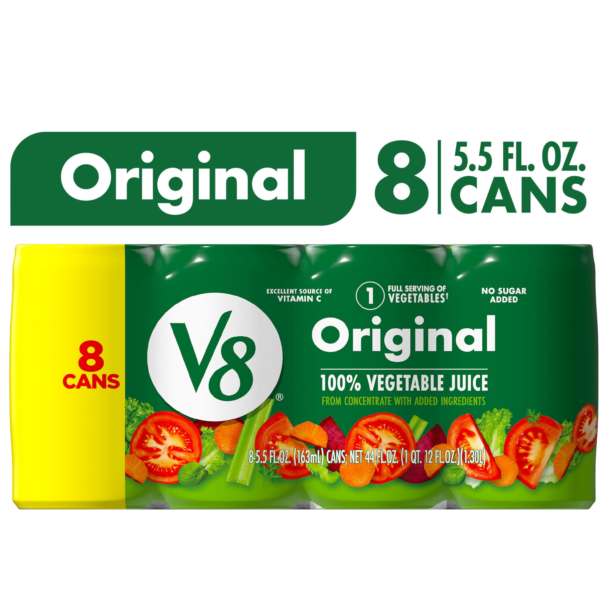 V8 Original 100% Vegetable Juice Drink, 5.5 fl oz Can, 8 Count