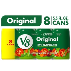 V8 Original 100% Vegetable Juice, 5.5 fl oz Can, 8 Count