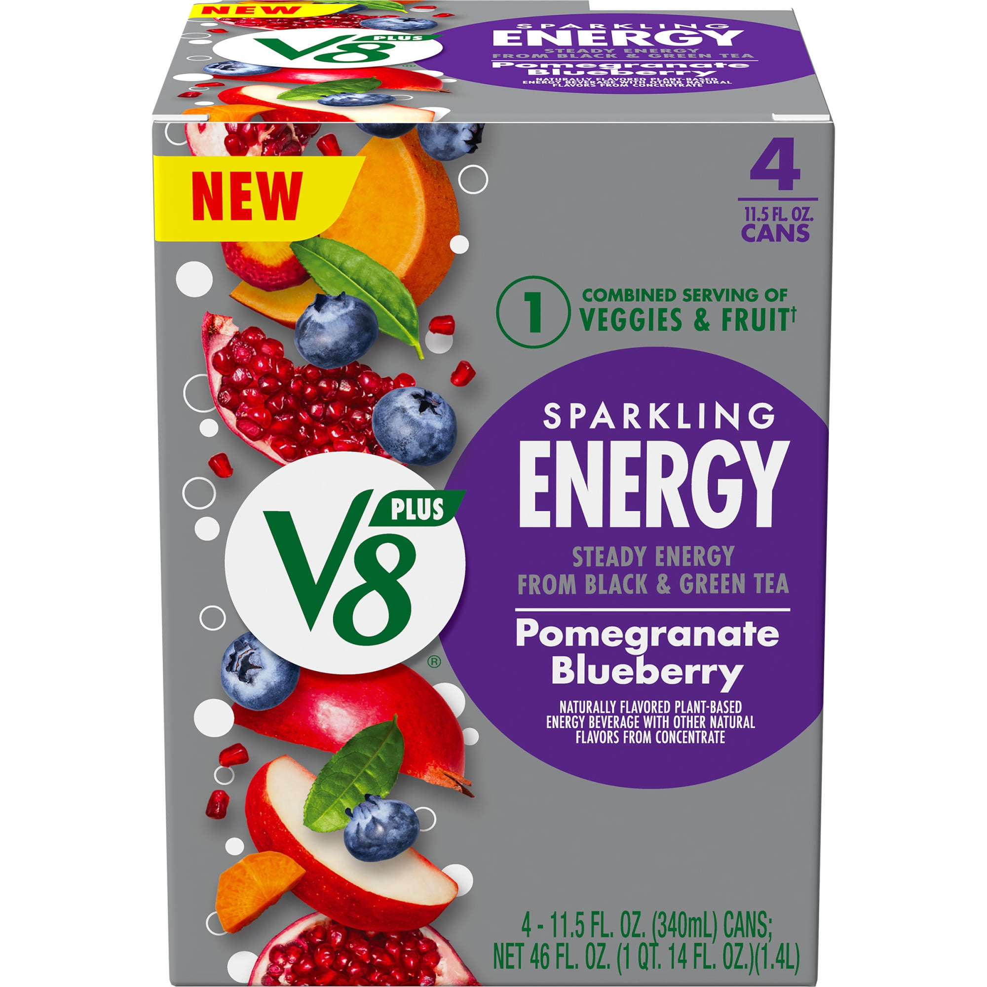 V8 Sparkling +ENERGY Pomegranate Blueberry Energy Drink, 11.5 fl oz Can