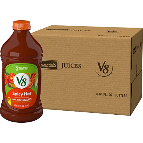 V8 Spicy Hot 100 Vegetable Juice, 64 fl oz Bottle (Case of 6