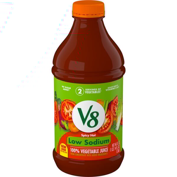thumbnail image 1 of V8 Spicy Hot Low Sodium 100% Vegetable Juice, 46 fl oz Bottle, 1 of 1