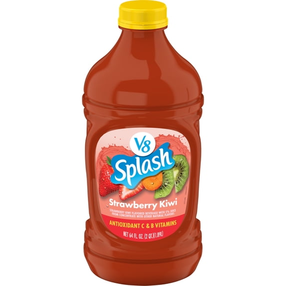 V8 Splash Strawberry Kiwi Flavored Beverage, 64 fl oz Bottle