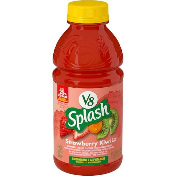 V8 Splash Strawberry Kiwi Juice, 16 Fluid Ounce -- 12 per case.