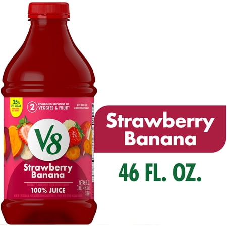 V8 Strawberry Banana 100% Fruit and Vegetable Juice, 46 fl oz Bottle