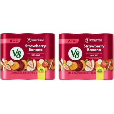 V8 Strawberry Banana 100% Fruit and Vegetable Juice, 8 fl oz Can (2 Pack)