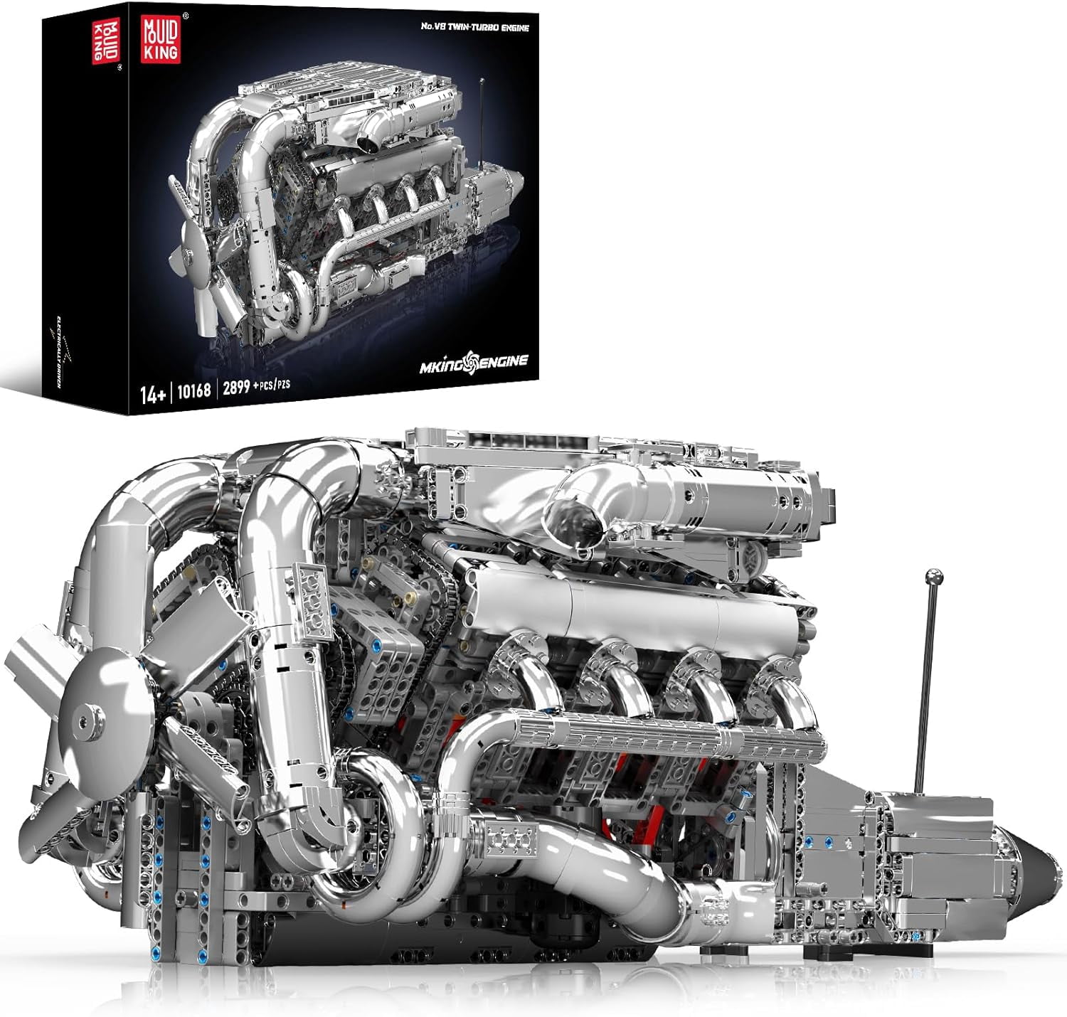 V8 Twin-Turbo Engine Model Kit That Runs, Mini Engines Building Blocks ...