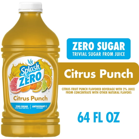 V8 Splash Citrus Punch Zero Sugar Juice Beverage, 64 fl oz Bottle