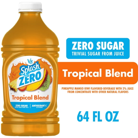 V8 Splash Zero Sugar Tropical Blend Flavored Beverage, 64 fl oz Bottle