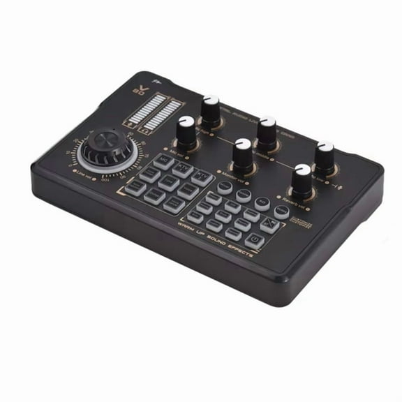 V80 Live Streaming Sound Card Audio Recording Professional Sound Card Mixer with DJ Mixer Voice Changer Audio Effects
