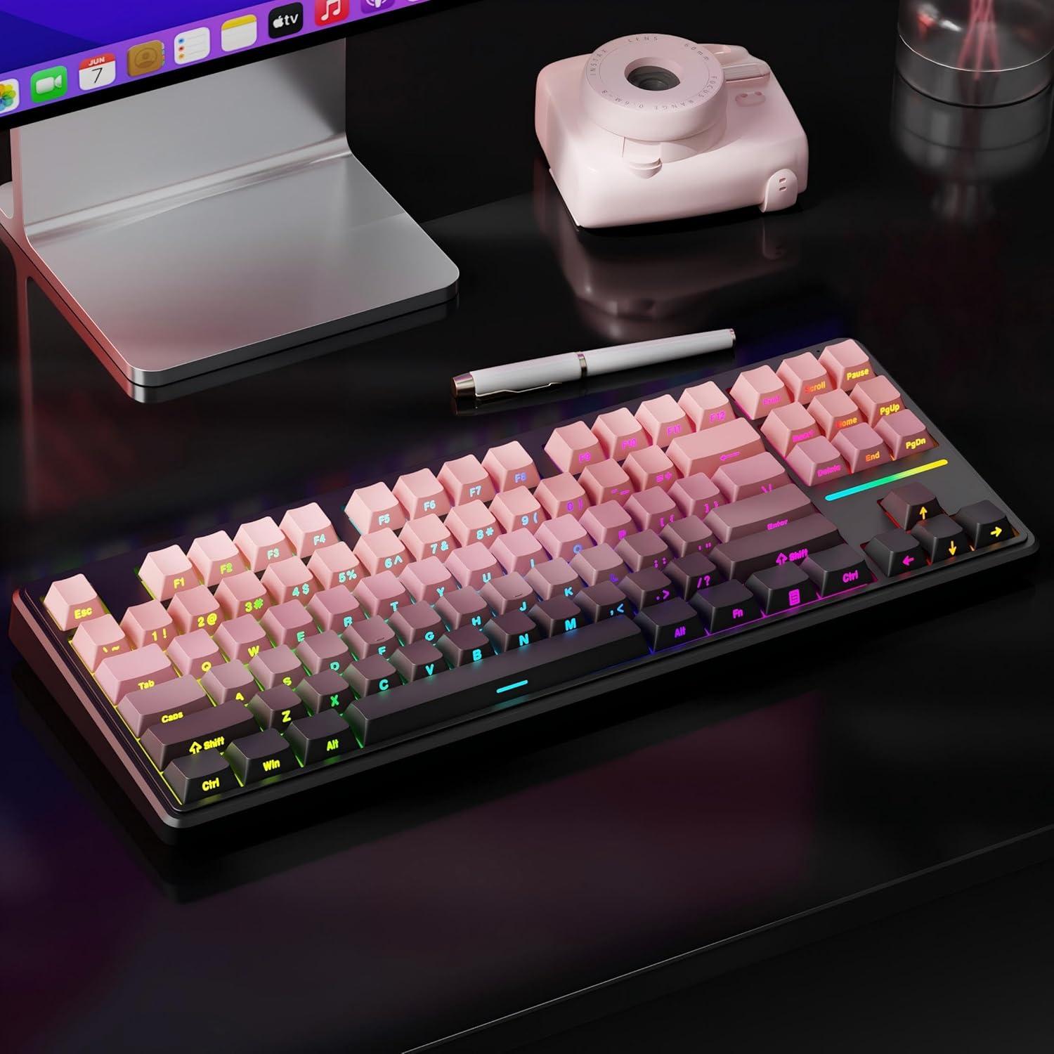 V80 Wired TKL Gaming Keyboard, 80% Compact Layout with PBT Keycaps ...