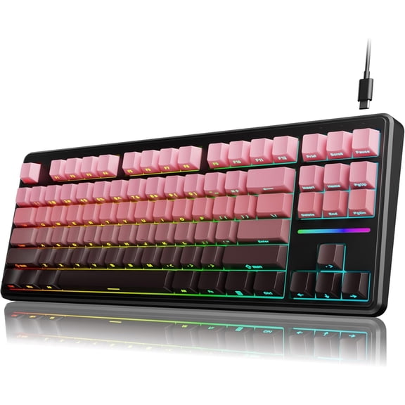 V80 Wired TKL RGB Gaming Keyboard, 80% Compact Layout with PBT Keycaps, Whisper Quiet Membrane Switch, 26-Key Anti-Ghosting, Ergonomic