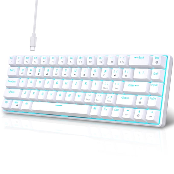V800 68 Key Gaming Keyboard Double Shot Clicky Switches Two Color Injections LED Lighting Option USB C 60% Small Keypad