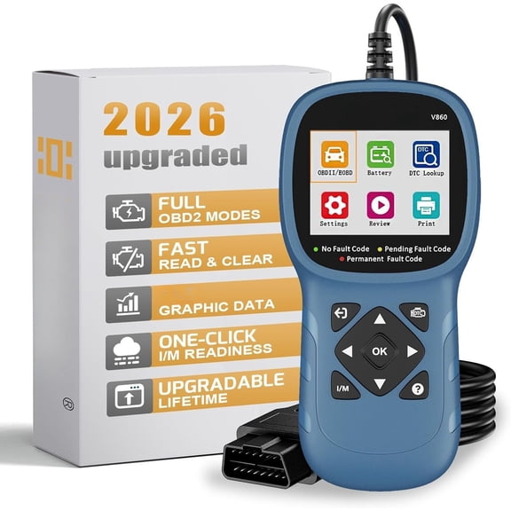V860 Scanner for and , OBD2 Diagnostic Tools and Code Reader for Engine Check, Testing, O2 Sensor and EVAP Leak Test, Annual Check Readiness,Printable Export, After 1996