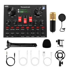 V8S Audio Interface with Microphone,Audio Interface for Laptop Computer Vlog Living Broadcast Live Streaming and Gaming