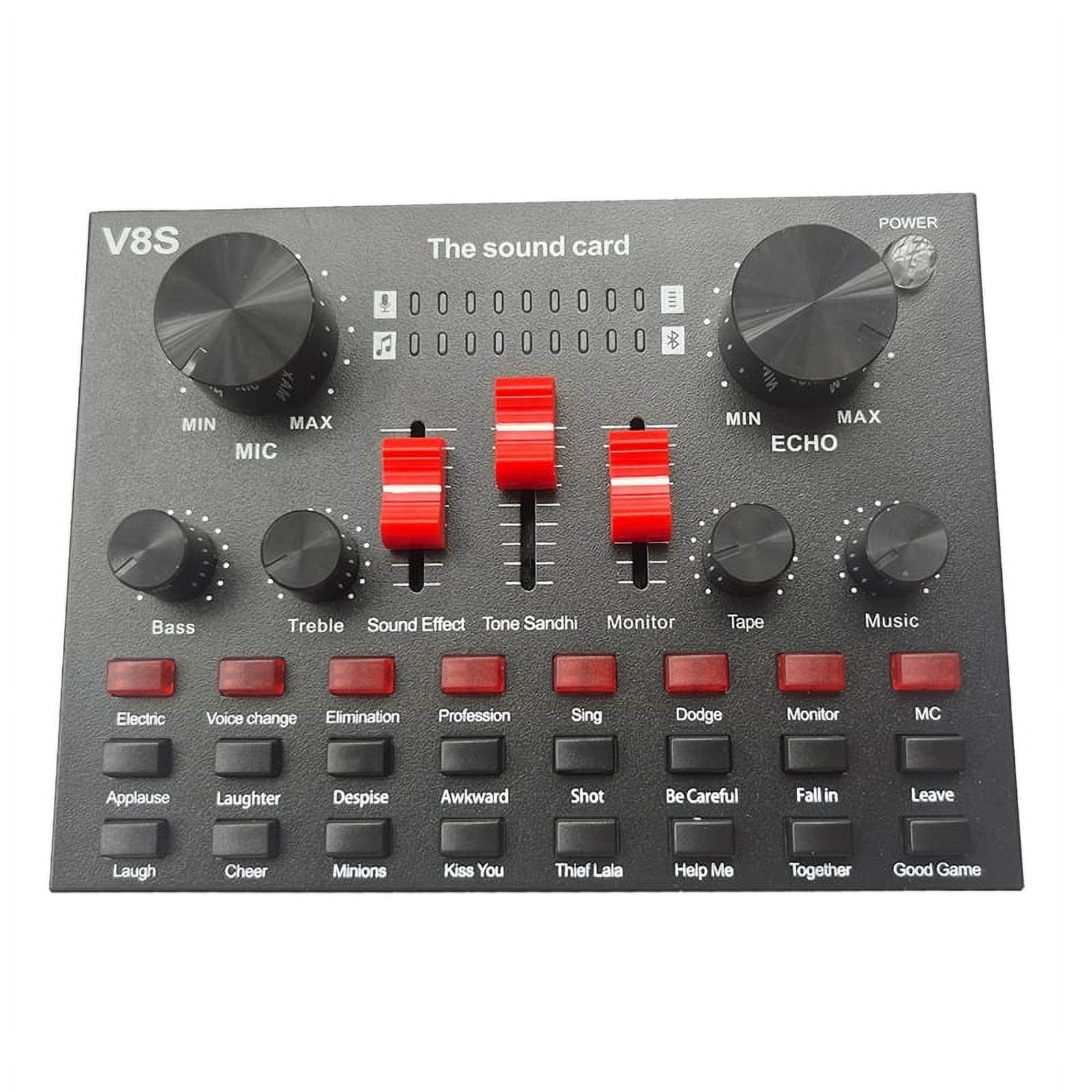 V8S Microphone USB Rechargeable External Mixer Karaoke 3.5Mm Interface Sound Card Por12L3677