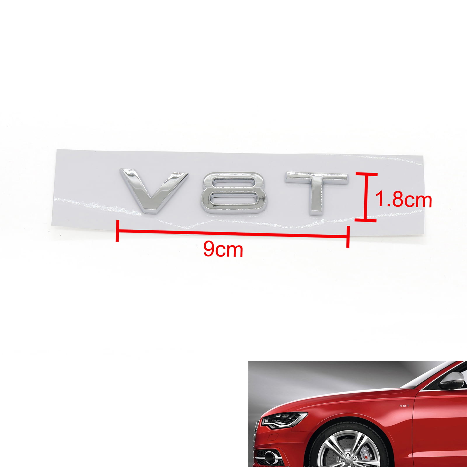 V8T Emblem Badge Fit For AUDI A1 A3 A4 A5 A6 A7 Q3 Q5 Q7 S6 S7 S8 S4 SQ5  Black 
